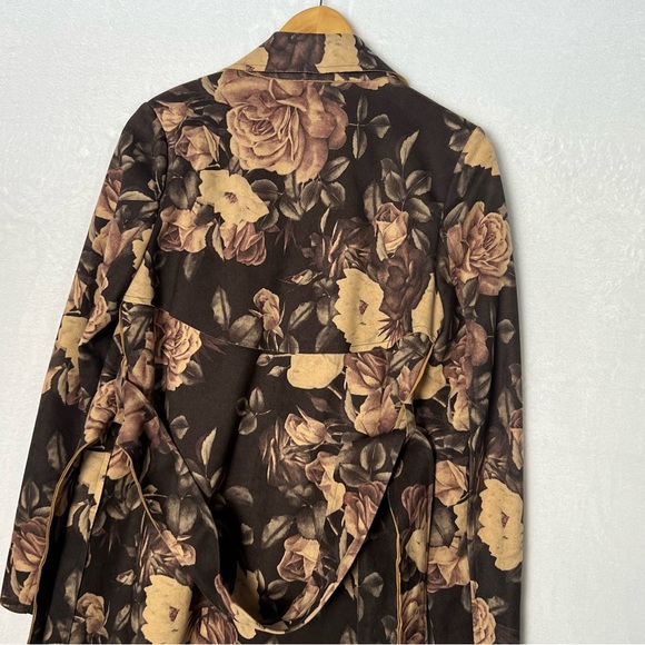 Anthropologie Solitaire plum floral faux suede tie jacket dark romance size - Picture 6 of 8